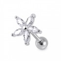 Tragus acier grande fleur cristal