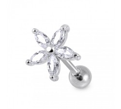 Tragus acier grande fleur cristal