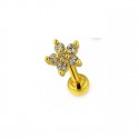 Tragus petite fleur cristal plaqué or 750/000