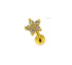 Tragus petite fleur cristal plaqué or 750/000