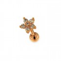 Tragus petite fleur cristal plaqué or rose 750/000