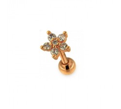 Tragus petite fleur cristal plaqué or rose 750/000