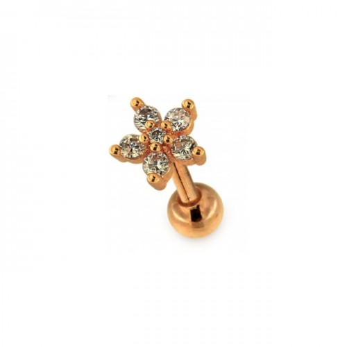 Tragus petite fleur cristal plaqué or rose 750/000