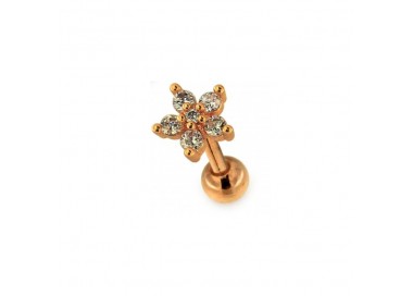 Tragus petite fleur cristal plaqué or rose 750/000