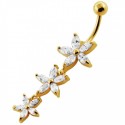 Piercing Nombril 3 Fleurs Plaqué OR 750/000