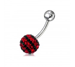 Nombril boule cristal point rouge et noir