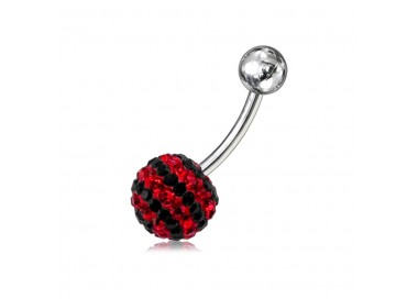 Nombril boule cristal point rouge et noir