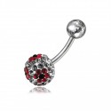 Nombril boule cristal fleur rouge et blanc