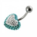 Nombril cristal coeur blanc et turquoise