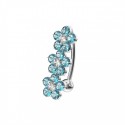 Nombril inversé fleur cristal turquoise argent 925