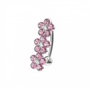 Nombril inversé fleur cristal rose argent 925