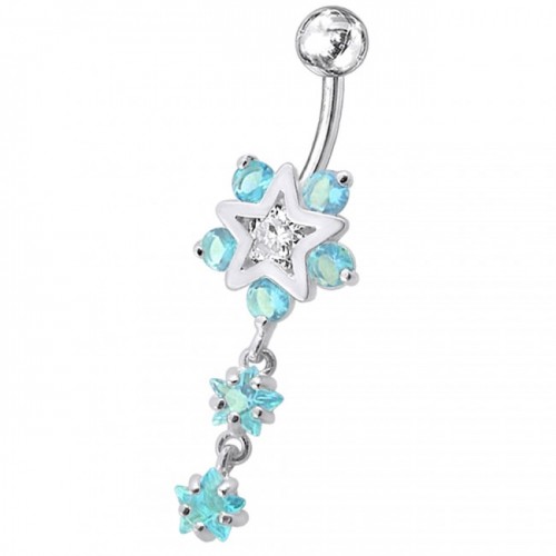 Nombril étoile filante pendante turquoise argent 925