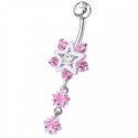 Nombril étoile filante pendante rose argent 925