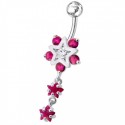 Nombril étoile filante pendante fuchsia argent 925