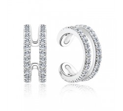 Bague d'oreille helix double courbe multi pierre cristal argent 925