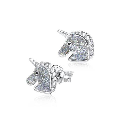 Boucle d'oreille puce solitaire argent 925 cristal rond